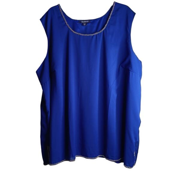 ROAMAN'S Beaded Dressy Blouse Top Cami 36W 4X Royal Blue Career‎ Office Event - Picture 10 of 10